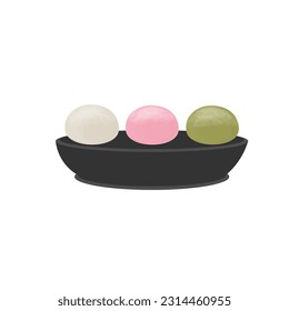 Mochi Japanese Dessert Food Vector Illustration Logo