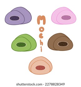 Mochi Japanese sweets hand drawn set 