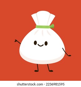 Mochi Kinchaku vector. Vector illustration of Japanese food. Mochi Kinchaku character.