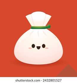 Mochi Kinchaku vector. Vector illustration of Japanese food. Mochi Kinchaku character.