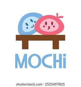 mochi mascot flat minimalist logo design