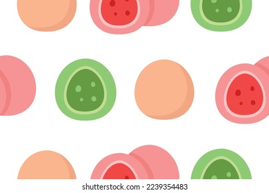Mochi. Moti. Cute japanese rice cake pattern. Traditional rice dessert.