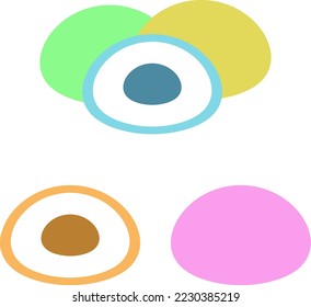 Mochi, vector. Multi-colored mochi on a white background.