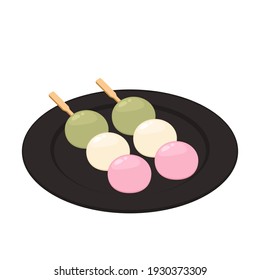 Mochi vector. Mochi on white background. Mochi stick on a plate.