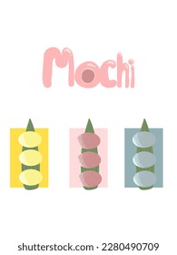 Mochi vector set hand drawn chinese japanese food