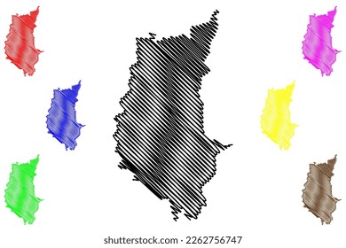 Mochitlan municipality (Free and Sovereign State of Guerrero, Mexico, United Mexican States) map vector illustration, scribble sketch Mochitlán map