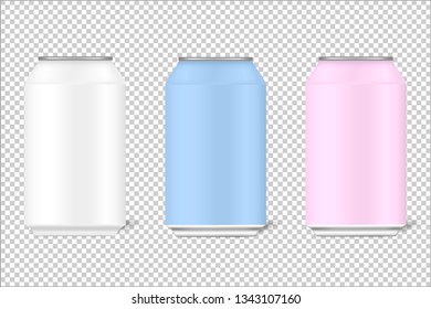 Mock up 3d cans of 330 ml for beer, alcohol, soft drinks, carbonated drinks, cola, energy drinks with realistic shadows. The background is transparent. Can be used for your design. Vector i