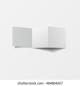 Mock up 3d leaflet blank. Top view. For brochure, leaflet, pamphlet, handbill design, catalog template, magazine layout, printing template. White color with soft shadow. Vector illustration.