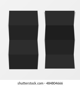 Mock up 3d leaflet blank. Top view. For brochure, leaflet, pamphlet, handbill design, catalog template, magazine layout, printing template. Black color with soft shadow. Vector illustration.