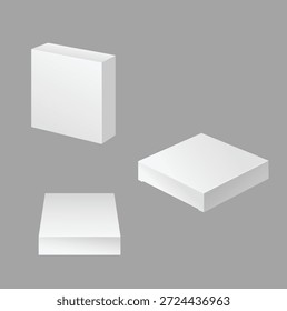 Mock up caja de cartón blanco 3D. Maqueta de caja realista blanca para embalaje. Embalaje de producto blanco en blanco sobre fondo blanco