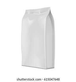 Mock up blank foil food or drink bag packaging. Illustration isolated on white background. Graphic concept for your design