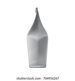 Mock up blank foil food or drink bag packaging. Side view. Illustration isolated on white background. Graphic concept for your design.