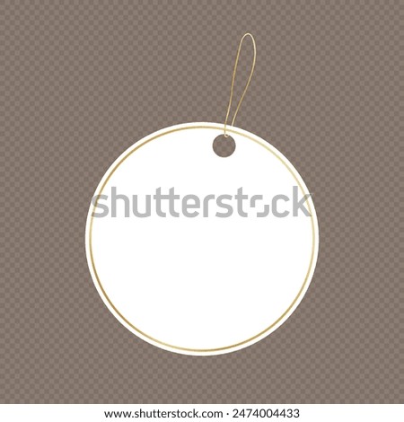 Mock up of blank round price tag with a string for hanging isolated on transparent background. Template of white discount paper label for shopping or gift tag, card with cord. Vector cardboard sticker