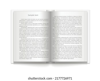 Burla de libro. Libro abierto en blanco con texto