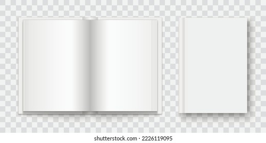 Mock up of books. Blank open and closed books with shadows