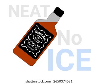 A mock up bottle of bourbon, whiskey, sour mash with text old values, the way we used to be, neat no ice referring to the correct way of enjoying bourbon, whiskey, sour mash