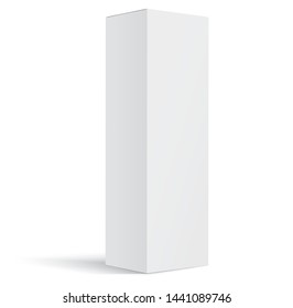 Mock up box. Tall cardboard packaging box with shadow mockup realistic isolated on white background -  side view. Vector illustration	
