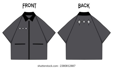 Mock up Boxy Work shirt front and back, color can be changed according to needs.