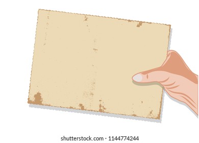 Mock up business concept with hand holding empty blank paper for message or advertisement illustration vector