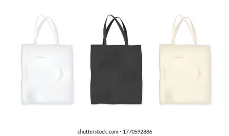 Mock up Canvas Shopping Bag Textile material on White Background. Object Graphic Design.