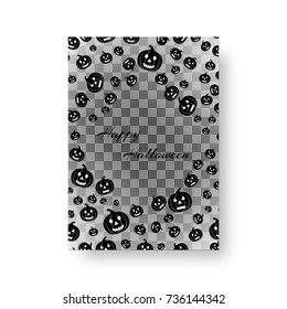 Mock card with flying pumpkins for festive halloween design