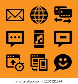 mock, chat, phone, computer, cartoon and plastic icon vector set. Flat vector design with filled icons. Designed for web and software interfaces