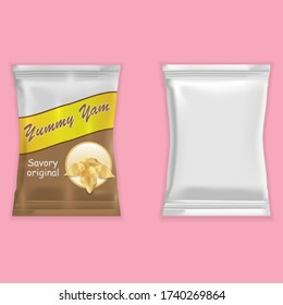 mock up chip packaging. Realistic vector sliced ​​sweet potato chips.
