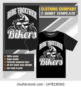 mock up clothing company, t-shirt template, bikers vector