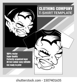 mock up clothing company, t-shirt template,demon hand drawing vector