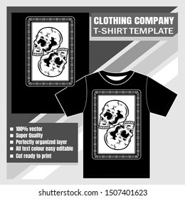 mock up clothing company, t-shirt template,skull hand drawing vector