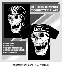 mock up clothing company, t-shirt template,skull wearing helmet