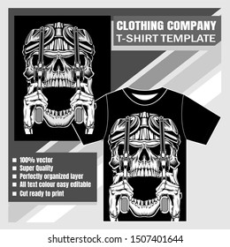 mock up clothing company, t-shirt template,skull hand drawing vector