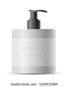 Mock up cosmetic bottle on white background. Vector 3d illustration. Packaging template mock up collection. For cosmetic branding concept (soap, shampoo, gel, lotion).