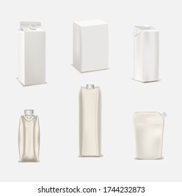 mock up design for milk and fruit juice. realistic plain mock up vector for liquid products.