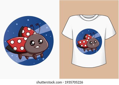 mock up design t shirt ladybird funny cute