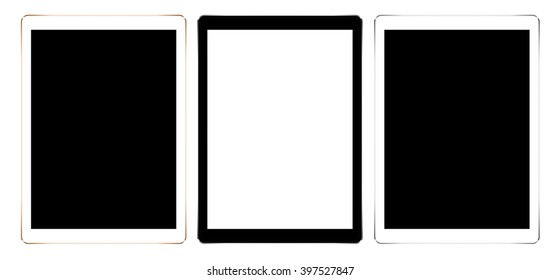mock up digital tablet collection set isolated on white vector design