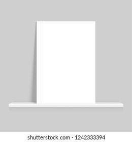 Mock up of  empty book on shelf. Realistic vector illustration.