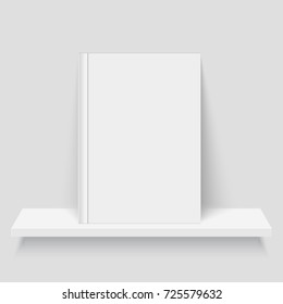 Mock up of an empty book on a shelf. Realistic vector illustration.