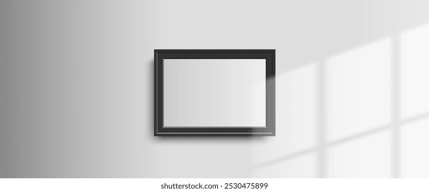 mock up vazio quadro de cartaz imagem na janela de parede sombra sombra vetor de sobreposição ilustração