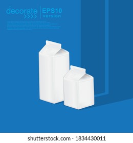Mock up Example of a paper box for containing milk and drinks on blue background