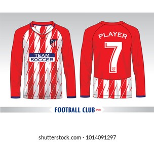Mock up Football uniform for football club. Team apparel. Red and White layout football sport t-shirt design. Vector Illustration design