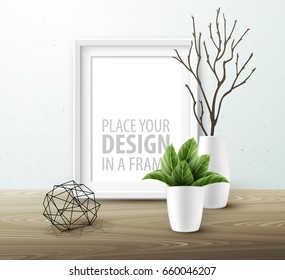 Mock up frame Wall of the interior background. Vector illustration EPS10