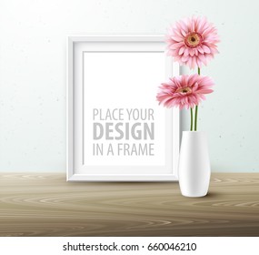 Mock up frame Wall of the interior background. Vector illustration EPS10