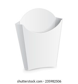  Mock Up French Fries White Paper Box. On White Background Isolated. Ready For Your Design. Product Packing Vector EPS10 
