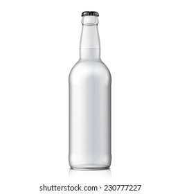 Mock Up Glass Beer Clean Bottle On White Background Isolated. Ready For Your Design. Product Packing. Vector EPS10 