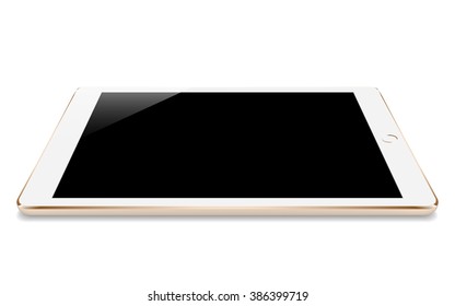 mock up gold tablet similar to ipades style perspective angle isolated on white vector design