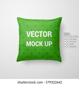 Mock Up of a Green Pillow Isolated on White Background