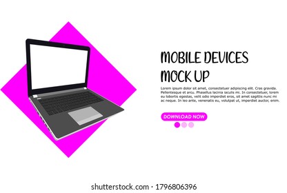 Mock up laptop with blank screen. Perfect for a template infographics or presentation of interface. New mock up vector illustration
