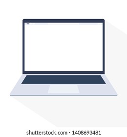 Mock up of laptop web browser in flat design isolated on white background. For using in ads, web contents or other.