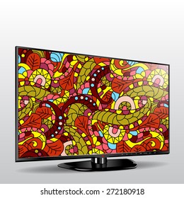 mock up led TV with colorful background
